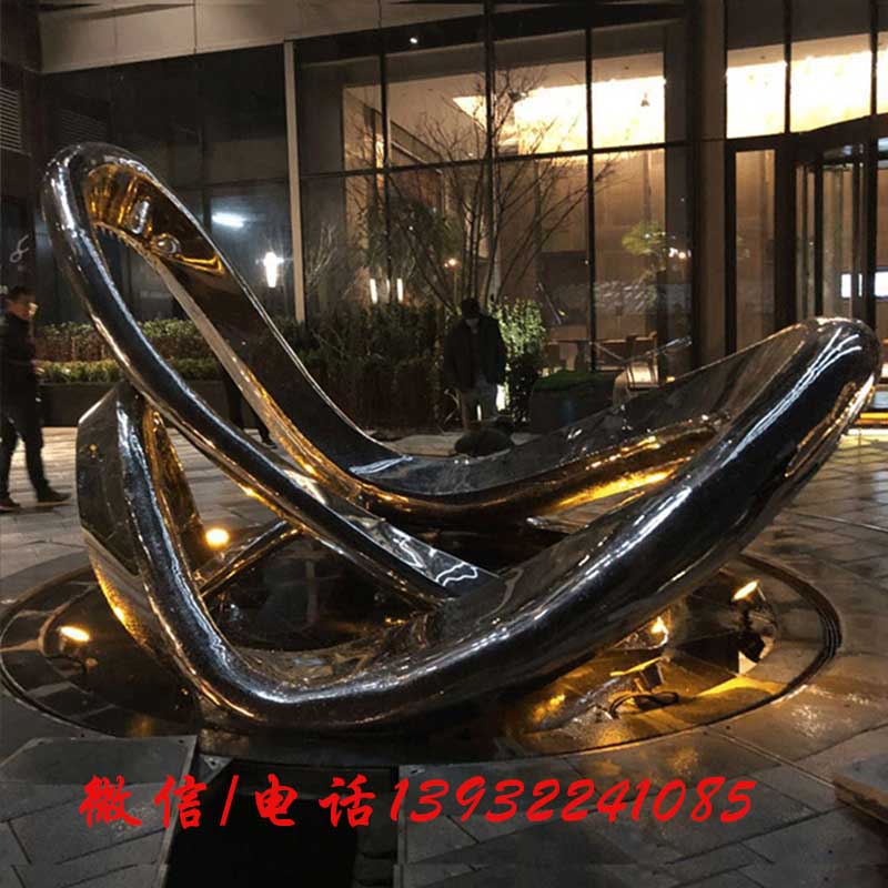 不锈钢景观圆环抽象金属镜面雕塑酒店售楼部装饰摆件
