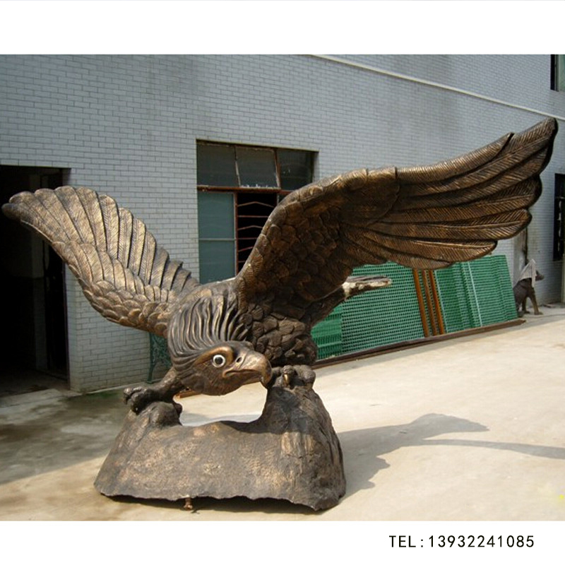 动物摆件铜雕雕塑定制大型老鹰仿铜雄鹰展翅摆件动物艺术品