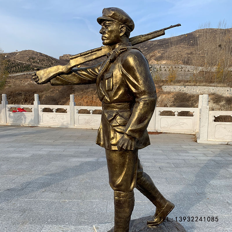 铸铜人物红军雕塑玻璃钢新四军抗战主题革命纪念馆摆件八路军雕像
