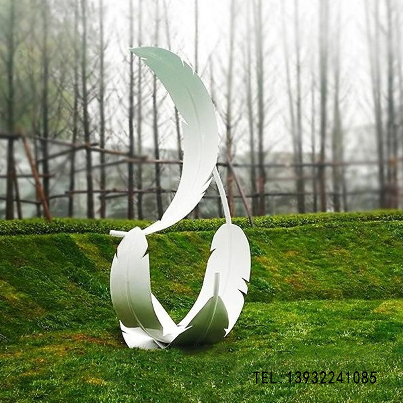 园林景观不锈钢羽毛金属抽象雕塑城市广场绿化雕塑摆件