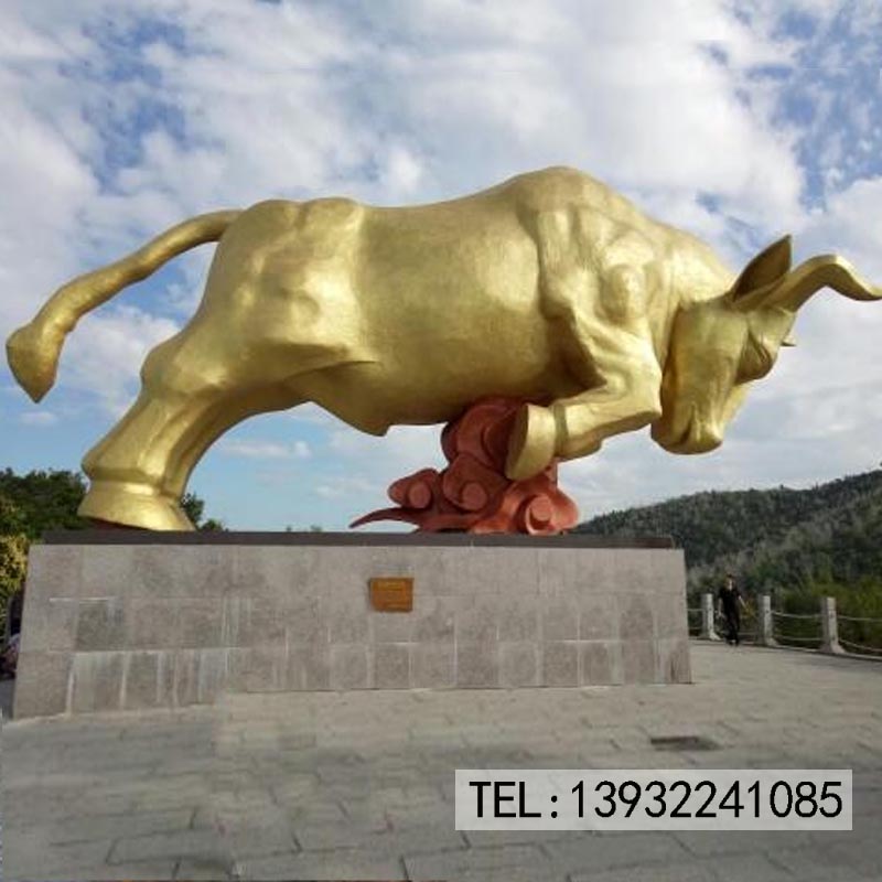 铸铜动物雕塑铜牛广场酒店摆放