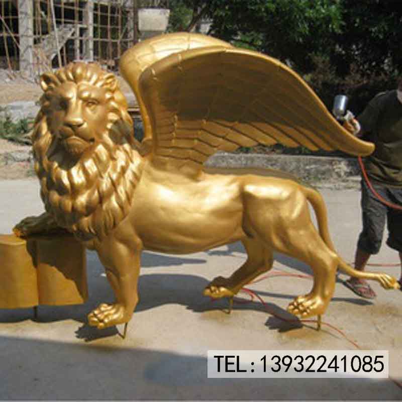 铜雕动物 铸铜锻铜飞狮雕塑厂家