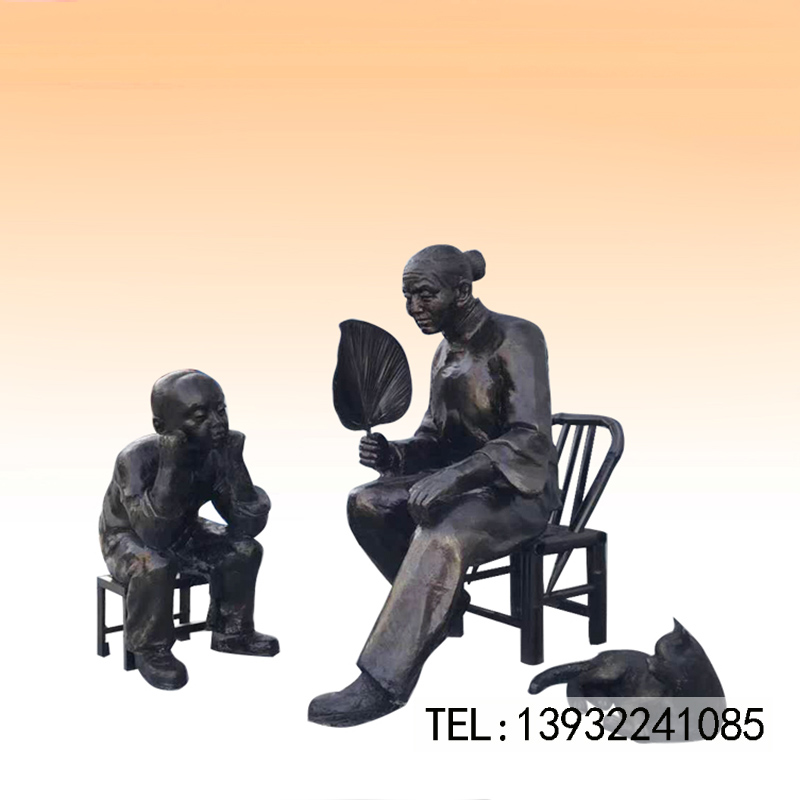 铜雕人物雕塑讲故事情景雕像厂家