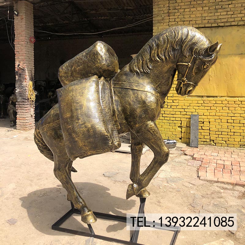 铸铜动物马驼粮食雕塑制作厂家