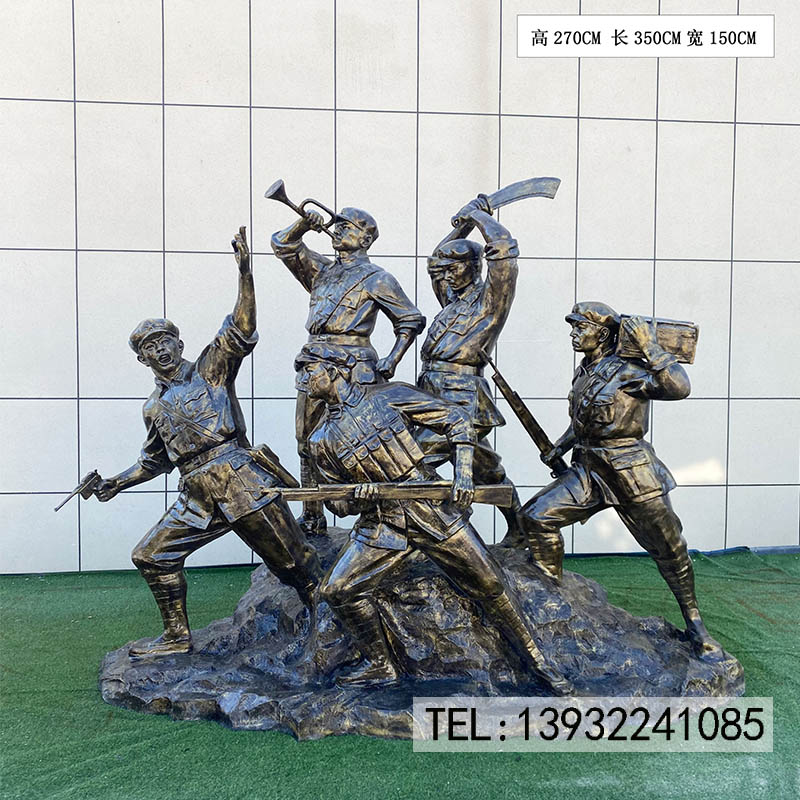 铜雕古代人物红军解放军雕像制作现货图