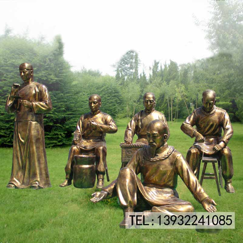 铜雕古代人物 名医雕塑 造型设计中医制药人物
