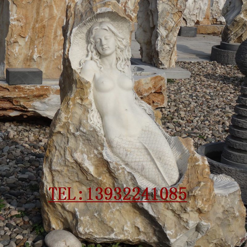 大理石精品美人鱼浮雕欧式假山石人物景观