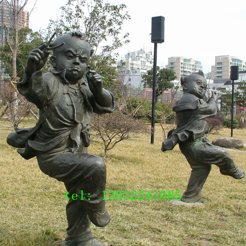 铜雕小孩玩耍西方人物公园雕塑摆件