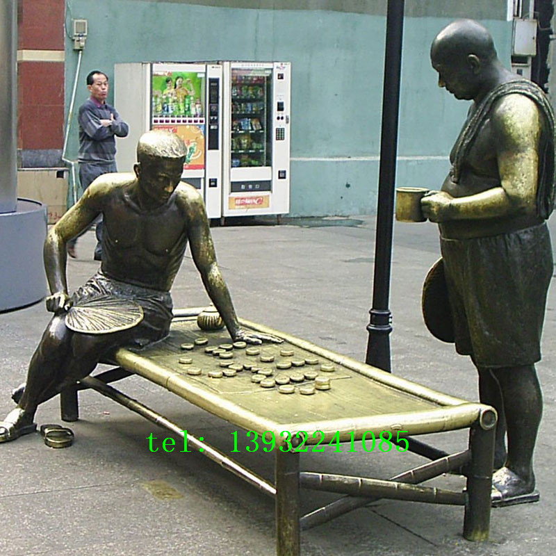 商场门口下棋铜雕人物雕塑摆件直销