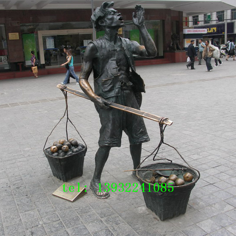 民间集市卖水果人物情景铜雕雕塑摆件加工