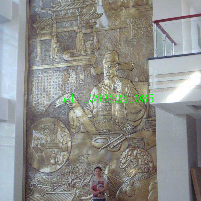 别墅背景墙大型锻铜古代人物浮雕壁画雕塑直销