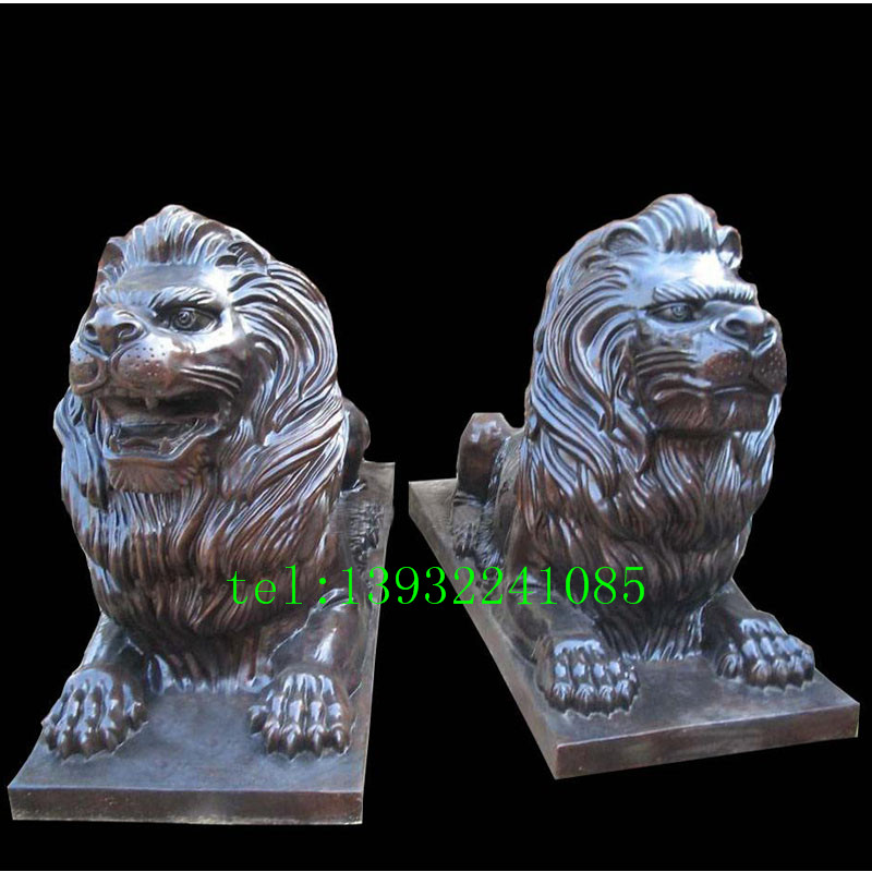 铜雕狮子工艺品欧式风格铸铜狮子雕塑摆件厂家